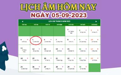 Lịch âm 5/9 - Âm lịch hôm nay ngày 5/9/2023 nhanh và chính xác
