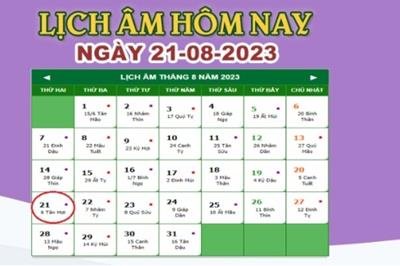 Lịch âm 21/8 – Âm lịch hôm nay ngày 21/8/2023 nhanh và chính xác