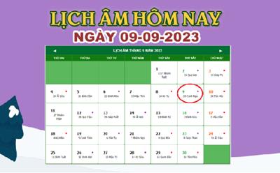 Lịch âm 9/9 - Âm lịch hôm nay ngày 9/9/2023 nhanh và chình xác