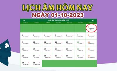 Lịch âm 1/10 - Âm lịch hôm nay 1/10/2023 nhanh và chính xác