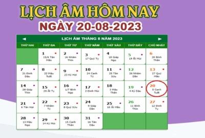 Lịch âm 20/8 – Âm lịch hôm nay ngày 20/8/2023 nhanh và chính xác