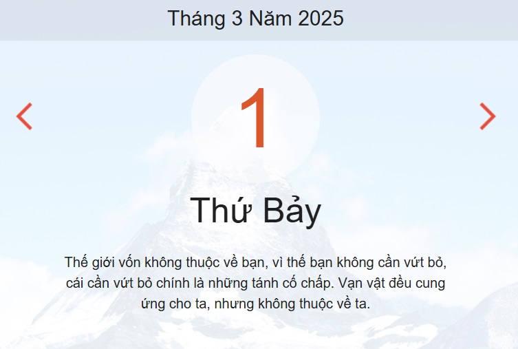 Lịch âm 1/3 chính xác nhất, lịch vạn niên ngày 1/3/2025